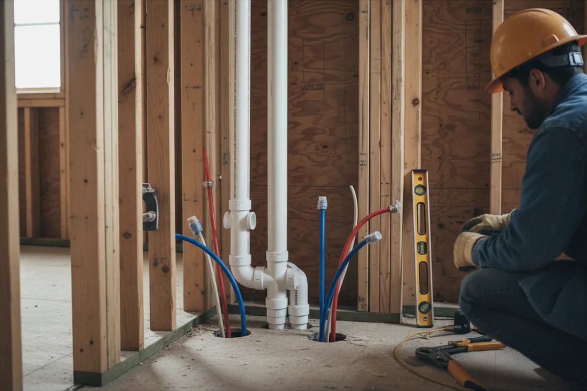 Drain and supply rough-in during Leak Detection in Fredericksburg